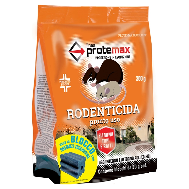 Esca block biocida bf protemax per topi pronto all'uso 300 g